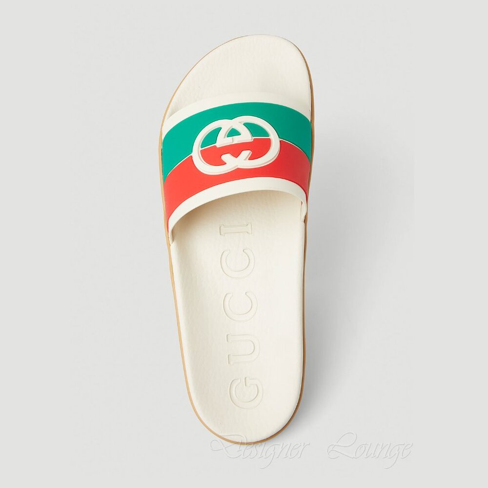SOLD! NEW GUCCI Women's Agrado Interlocking G Logo Cream Rubber Slides EU 37 - Picture 4 of 16